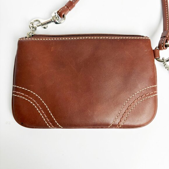 Vintage Coach Wristlet Bag Small Clutch with Zipper Brown Leather Retro - Picture 4 of 9